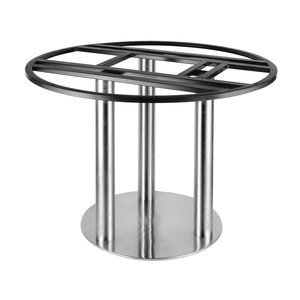Modern stainless steel <b>round</b> table stand with four-post support base, suitable for both dining tables and office desks - Product Image 6