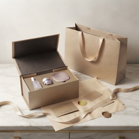 Ensemble d'emballage de luxe sur mesure pour soins de la peau au champagne, avec boîte rigide pliable à fermeture magnétique et sac