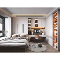 Ensemble de meubles de chambre à coucher de style minimaliste avec armoire intégrée, bureau, lit tatami, pour salle de sport ou école, design moderne