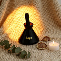 Bouteille diffuseur de parfum 200 ml vide en forme de fiole conique, flacon diffuseur d'arômes en verre pour la maison avec bâtonnets en fibres épaisses