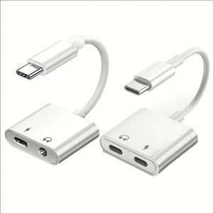 High Quality <b>Type</b> <b>C</b> Earphone <b>Adapter</b> 2 in 1 USB <b>Type</b> <b>C</b> to 3.5MM Headphones Jack Audio <b>Adapter</b> Cable Converter - Product Image 1