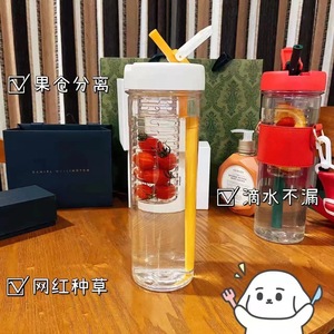 Portable Plastic Water Bottle With Folding Straw Bpa Free For Travel Summer 2021 - Product Image 2