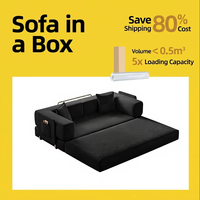 Ensemble de canapé-lit modulaire compressible en tissu éponge avec matelas de sol et revêtement en velours côtelé pour salons
