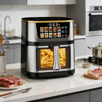 Friteuse à air sans huile 1400W avec logo personnalisé, panier antiadhésif sans PTFE de 16L, 10 préréglages, protection contre la surchauffe, poignée froide au toucher, vente en gros