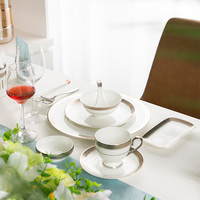 P & T Chine gros décalcomanies assiettes ensembles vaisselle écologique porcelaine vaisselle de luxe vaisselle ruban