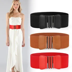 Ceinture de créateur en cuir PU pour femmes, ceinturon large et polyvalent, avec boucle, grande taille, style rétro, à la mode, Simple et tendance