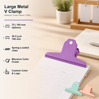 Pince métallique OEM personnalisée 75mm 100mm couleur macaron, grande pince à papier pour carnet, papiers d'examen, organisateur de documents de bureau Weisita