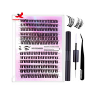 Kit de cils DIY GZ RTS en vrac, nouvelle conception, fibres synthétiques noires, cils individuels en segments naturels, faits à la main