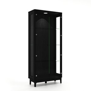 Vitrine moderne noire large en verre avec étagères pour salon - Product Image 1