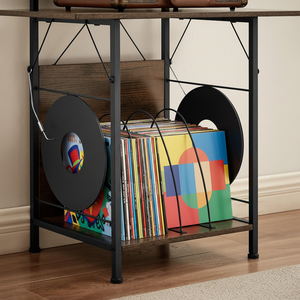Meuble de rangement pour <span class=keywords><strong>tourne</strong></span>-<span class=keywords><strong>disque</strong></span>, organisateur de vinyles pour 200 albums, support de platine, étagère de présentation, modèle non pliable - Product Image 2