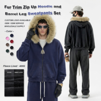 Ensemble 2 pièces pour homme : Sweat à capuche coupe ample effet délavé vintage et pantalon de survêtement coupe droite, grammage lourd 400G, streetwear hiver, vente en gros, personnalisable