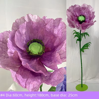 Support de fleurs artificielles géantes en fer et papier fibreux spécial, violet, pour décoration de mariage, fête, Noël, fleurs en papier 3D