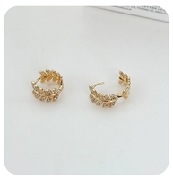 FY-EK494 Best-seller Boucles d'oreilles en argent avec feuille d'or rare et zircon Style élégant haut de gamme