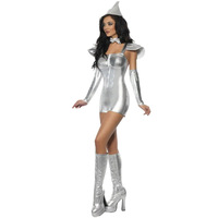 Costumes de cosplay de l'Homme en Étain Argenté de Happy Party Circus pour adultes, pour Halloween, parcs d'attractions et spectacles sur scène