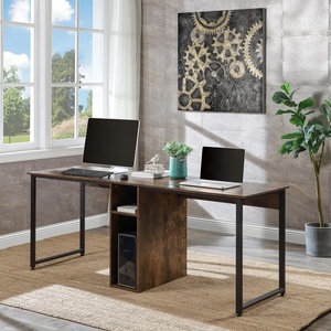 High Quality Stainless Steel <strong>Wooden</strong> l Shape <strong>Laptop</strong> Computer Gaming Desk Table <strong>Stand</strong> for Two Person - Product Image 2
