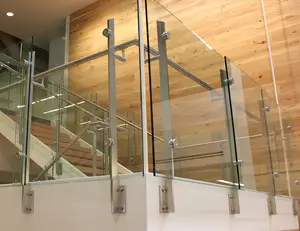 Amerikan standart konut kullanımı cam korkuluk paslanmaz çelik merdiven korkulukları ile küpeşte sonrası