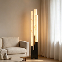 Lampe sur pied moderne de luxe en marbre, design escalier à 3 colonnes, LED, pierre d'onyx, éclairage lumineux pour salon, chambre, hall d'hôtel