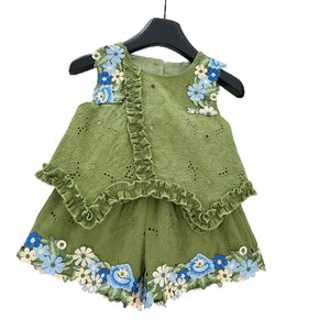 Ensemble d'été pour filles Nouveauté 2026 – Haut en dentelle et short – Style vacances pour petites filles – Ensemble deux pièces – Vente en gros pour les filles branchées - Product Image 1