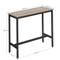 Table de bar en bois VASAGLE, table de bar longue en métal pour restaurant, cuisine, bureau, maison
