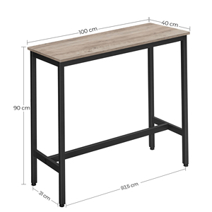 Table de bar en bois <span class=keywords><strong>VASAGLE</strong></span>, table de bar longue en métal pour restaurant, cuisine, bureau, maison - Product Image 4