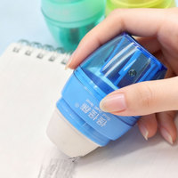 Taille-crayon Guai Guai Bear ovale à double trou en TPR, gomme transparente non toxique 4 couleurs pour enfants, idéal pour l'école