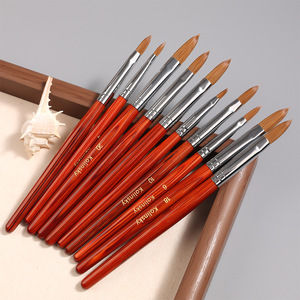 Pinceau à ongles en poils de Kolinsky <span class=keywords><strong>Sable</strong></span> avec manche en bois rouge, embout rond OEM de 14 à 24 mm, taille 20%-100%, avec pinceau acrylique pour le soin des ongles - Product Image 2