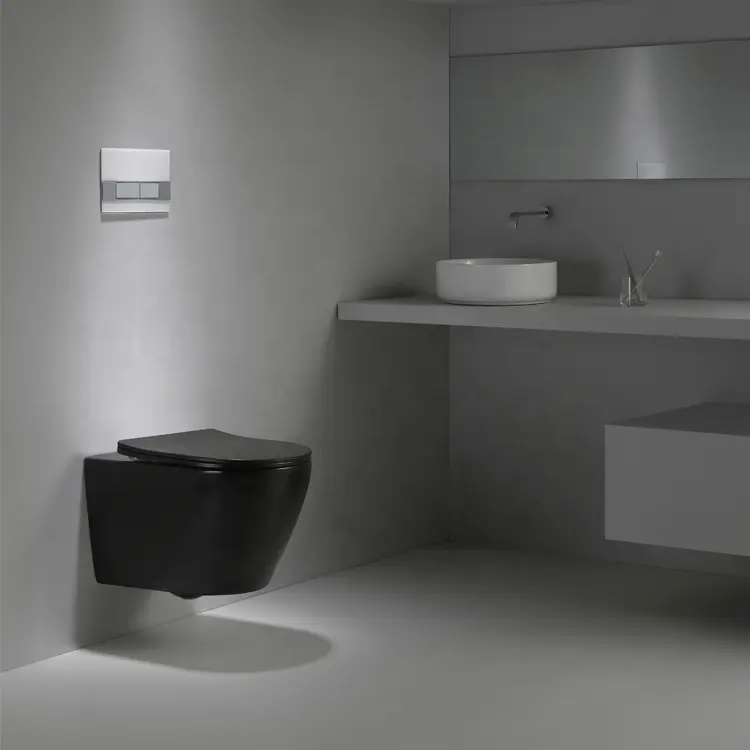 유럽 스타일 53cm 발사 세라믹 매트 블랙 wc 정지 블랙 벽 교수형 화장실 걸려 벽 화장실