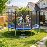Trampoline d'extérieur avec filet de sécurité et échelle, trampoline familial souple pour enfants avec filet de protection, trampoline d'exercice pour jardin