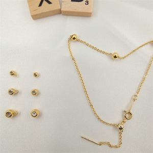 Crimp Beads 18K chapado en oro Circular de silicona cuentas ajustables separadas <span class=keywords><strong>act</strong></span>úa como fijador para la fabricación de joyas - Product Image 4