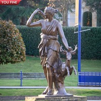 YOUFINE Vintage château décoration célèbre extérieur grandeur nature Diana déesse Bronze Figures Art Sculpture chasse Statue