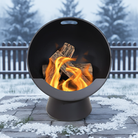 Brasero extérieur moderne à bois avec poignée, foyer portable en fer pour les rassemblements d'hiver
