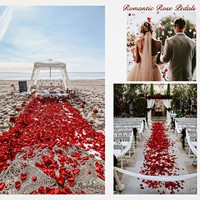 JIN PENG 100 pétales de rose en coton véritable pour la Saint-Valentin, mariage, fête, décoration de table