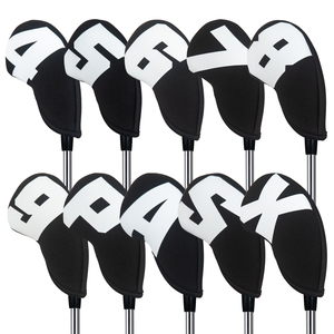 ที่ครอบหัวไม้กอล์ฟเหล็กหนังฝาครอบหัวไม้กอล์ฟ11ชิ้นสีดำปักสีทอง - Product Image 4