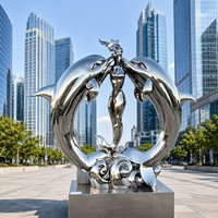 Luxuriöse Handgefertigte Edelstahl-Meerjungfrau & Delfin-Kunst - Vollständig Anpassbare Designs Außenskulpturen aus Edelstahl