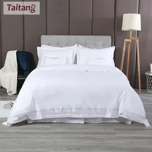High Quality 5 Star White 100% Egyptian Bedsheet Hotel Linen Comforter Cover Cotton Bedding Set