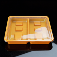 Boîtes à pain en plastique de qualité alimentaire personnalisées en gros, boîtes d'emballage pour desserts de mariage et d'anniversaire, boîtes de présentation divisées en deux compartiments