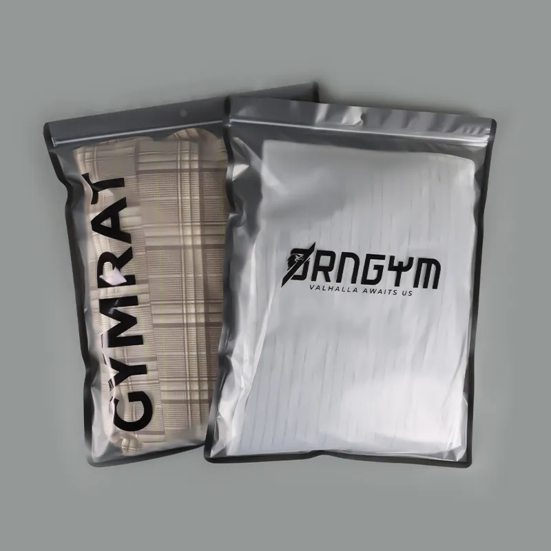 Custom Printing Matte Premium Black Plastic Ziplock Bag Clothing Apparel Packaging Bags Clothing Package Bags