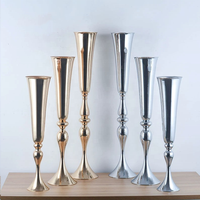 Vases trompettes en métal doré pour centre de table, supports à fleurs polyvalents et hauts en or pour centre de table