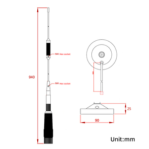 Antena LoRa con Base <span class=keywords><strong>de</strong></span> Succión, 433MHz, Alta Ganancia, Magnética Resistente al Agua para Estación <span class=keywords><strong>de</strong></span> <span class=keywords><strong>Radio</strong></span> Vehicular - Product Image 3