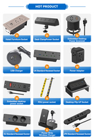 Multiprise de bureau encastrable BAYU avec prises US et TR, 2 ports USB et interrupteur pour bureaux à domicile