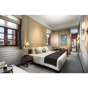 OEM Custom 3 Star Hotel <b>King</b> <b>Size</b> MDF Wood Grain Bed Frame with Bed <b>Sheets</b> Set And Panel Headboard Guest Room Bedroom Furniture - Product Image 6