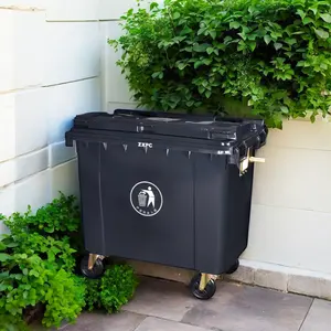 热销660L绿色和白色壁挂式塑料储物箱可持续660L垃圾桶街道和回收利用