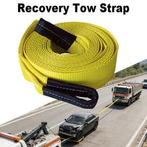 幅2インチ×長さ20フィート、10トンの黄色い牽引ストラップ、黒いループエンド付き、牽引・引き抜きストラップ、リカバリーウィンチ、4x4オフロードアクセサリー - Product Image 1