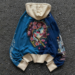 <span class=keywords><strong>Felpa</strong></span> con Cappuccio da Uomo in Cotone Pesante 100% Stile Y2K Retrò - Ricamo Grafico di Alta Qualità, <span class=keywords><strong>Felpa</strong></span> con Zip Stile <span class=keywords><strong>Rock</strong></span> - Product Image 2