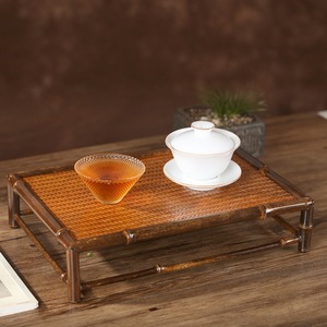 Chinese Style <b>Bamboo</b> Woven Tea <b>Table</b> Rectangle Lacquered Purple <b>Bamboo</b> Mingtai With Tea Set Storage For Household Use - Product Image 1