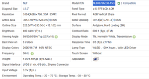 NL10276AC30-45D NLT Original Nuevo en Stock, Módulo LCD TFT de 15'' 1024*768 WLED con Controlador LED, 100K Horas, Panel LCD Industrial - Product Image 4