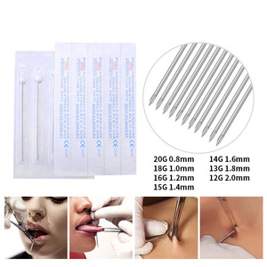 Aiguilles de <span class=keywords><strong>Piercing</strong></span> jetables stérilisées en acier chirurgical 316L, 2G, 14G, 16G, 17G, 6G - 20G - Product Image 5