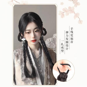 Extensiones de Cabello Trenzadas de Cola de Caballo Doble Estilo Chino Juvenil Dulce y Elegante, Resistentes a Altas Temperaturas - Product Image 5