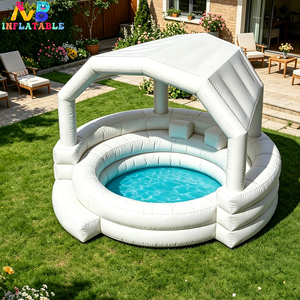 NB-PB031 <span class=keywords><strong>Piscina</strong></span> Gonfiabile Bianca con Tettoia, <span class=keywords><strong>Piscina</strong></span> Familiare da Esterno con Sedute Integrate - Product Image 1