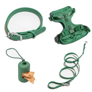Pet Four Piece Chest Harness Leash Collar Poop Bag Holder Medium Size Anti <b>Bite</b> Waterproof Red - Product Image 3